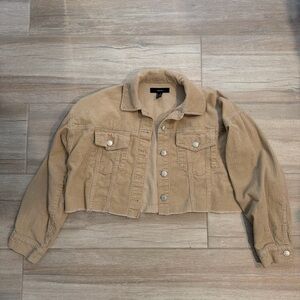 Forever 21 Cropped Corduroy Jacket - Beige